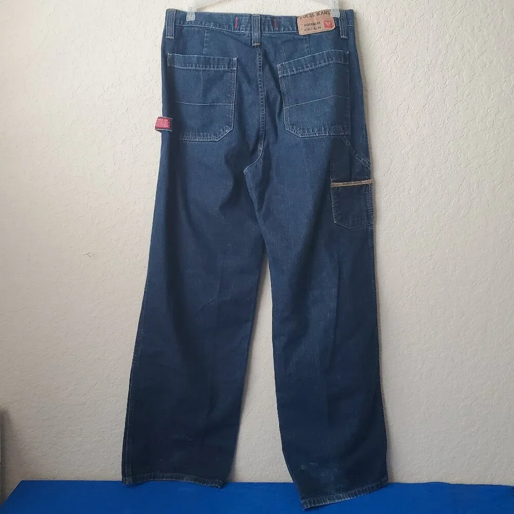 Guess Men’s Workwear D67-62W Loose Fit Carpenter Blue Jeans 36x34